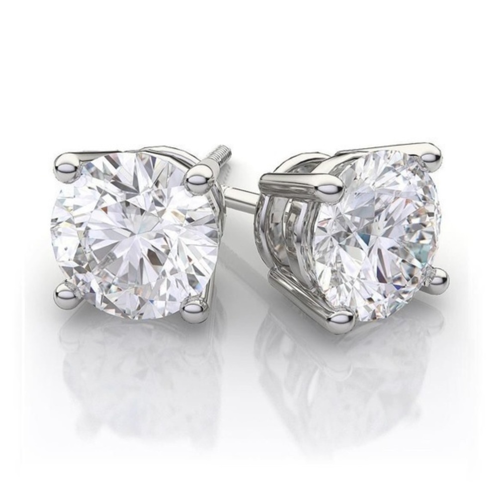 Renaissance Collection 16k White Gold Over 925 Sterling Silver CZ Round Studs
